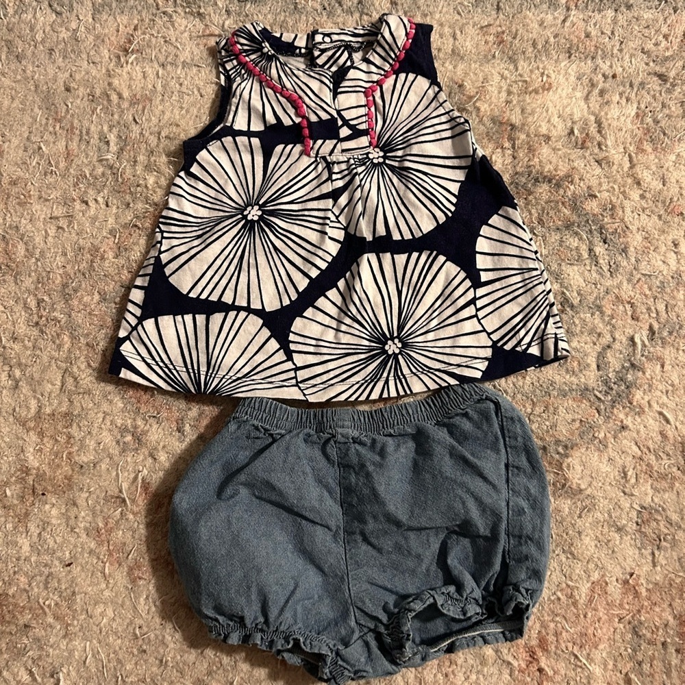 Kids Floral Top and Denim Shorts Set